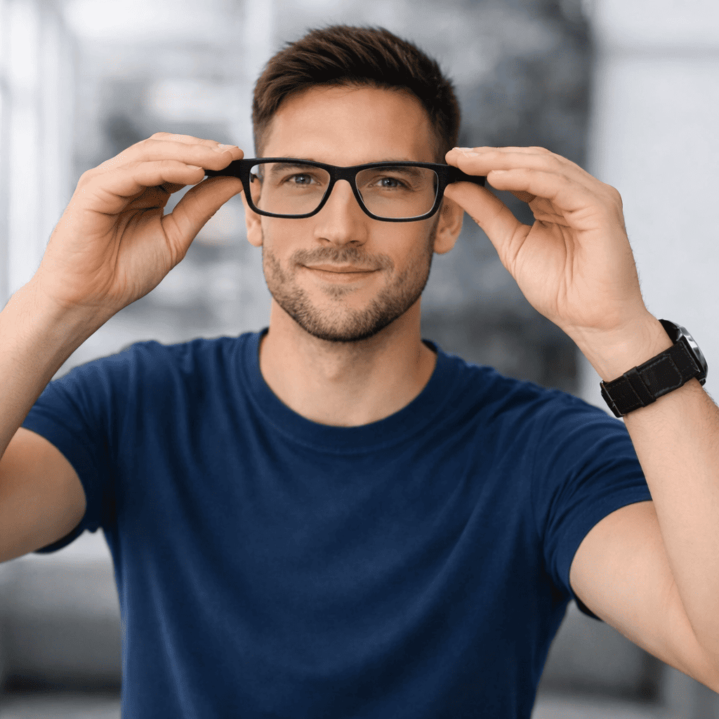 optometrist with glasses